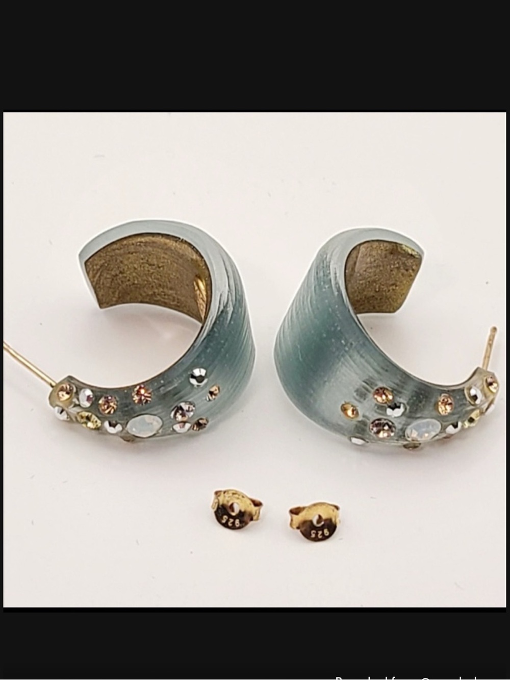 Alexis Bittar acrylic Teal Crystal-Embellished Hoop Earrings